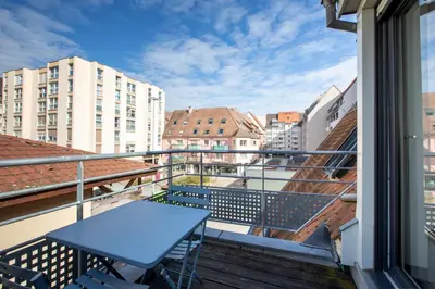 Balcon ou terrasse dans l'établissement Gîte 