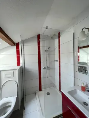 Salle de bains dans l'établissement Les Hauts du Lac