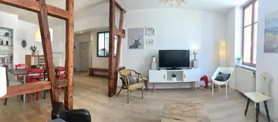 Télévision ou salle de divertissement dans l'établissement Gîte Atelier de Hansi - Colmar Centre