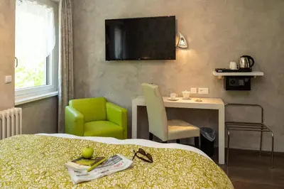 Télévision ou salle de divertissement dans l'établissement Logis Hotel Des Vosges