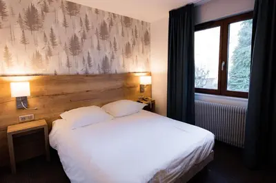 Un ou plusieurs lits dans un hébergement de l'établissement L'AO Hôtel & Restaurant L'Aigle d'Or