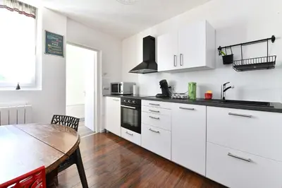 Cuisine ou kitchenette dans l'établissement Appartement Les Cigognes du Centre