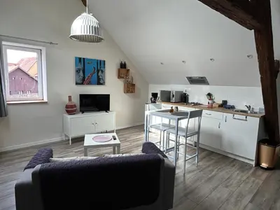Cuisine ou kitchenette dans l'établissement L'Ours de Colmar bis