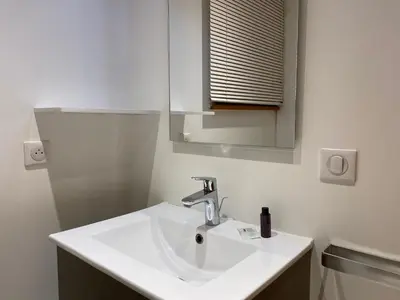 Salle de bains dans l'établissement Chalet Sapin