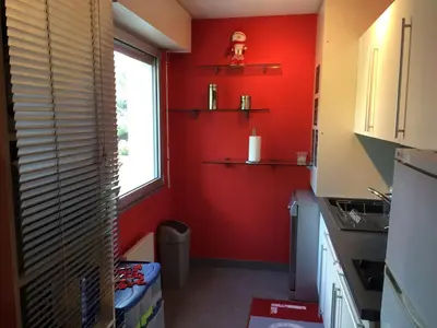 Cuisine ou kitchenette dans l'établissement Appartement vue sur lac