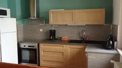 Cuisine ou kitchenette dans l'établissement Gite Rammelstein