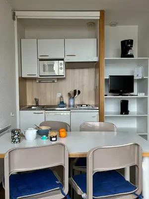Cuisine ou kitchenette dans l'établissement Appart'Hôtel LIDO au bord de l'eau