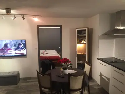 Cuisine ou kitchenette dans l'établissement Le Gite du Pont