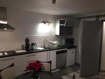 Cuisine ou kitchenette dans l'établissement Le Gite du Pont