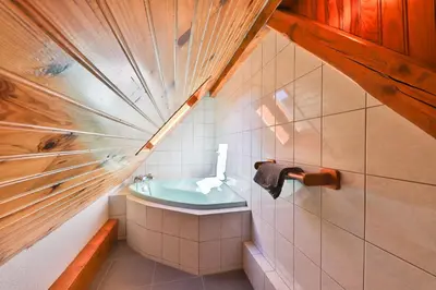Salle de bains dans l'établissement Spacieux et confortables gîtes à proximité randonnées, lacs, ski nature