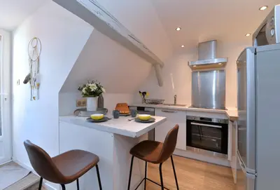Cuisine ou kitchenette dans l'établissement Appartement La petite terrasse sur les toits