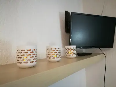 Télévision ou salle de divertissement dans l'établissement Le Cocon appart avec parking privé & terrasse