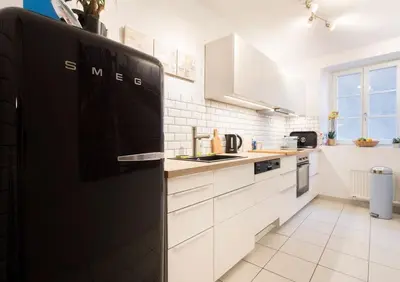 Cuisine ou kitchenette dans l'établissement At home in the center of Colmar