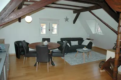 Coin salon dans l'établissement appartement à Colmar