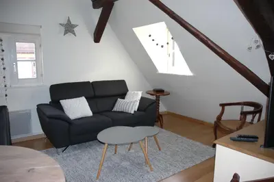 Coin salon dans l'établissement appartement à Colmar