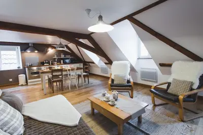 Coin salon dans l'établissement Hissla Riquewihr Apartments
