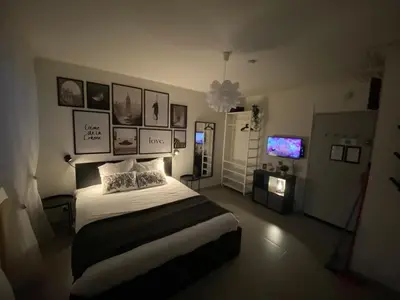 Un ou plusieurs lits dans un hébergement de l'établissement Travel Homes - Le Bright'N Cosy en pleine ville