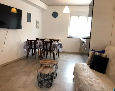 Télévision ou salle de divertissement dans l'établissement Gite des cigognes bleu