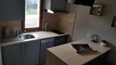 Cuisine ou kitchenette dans l'établissement Gite Delphine