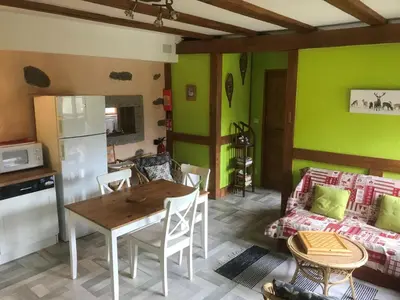 Cuisine ou kitchenette dans l'établissement Gîte La Petite Finlande
