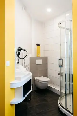 Salle de bains dans l'établissement Logis Hôtel Restaurant Au Lion Rouge