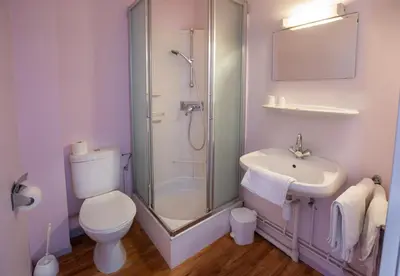 Salle de bains dans l'établissement Hôtel du Ladhof