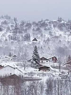 L'établissement Maison chaleureuse La Meybel en hiver