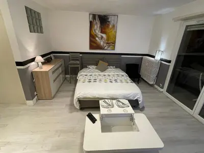 Un ou plusieurs lits dans un hébergement de l'établissement F1 avec Terrasse, 5 min de Colmar, vignoble et free parking