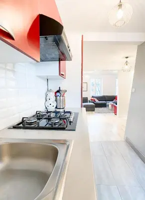 Cuisine ou kitchenette dans l'établissement The downtown cosy apartments