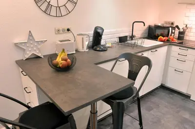 Cuisine ou kitchenette dans l'établissement La Petite Terrasse du Centre