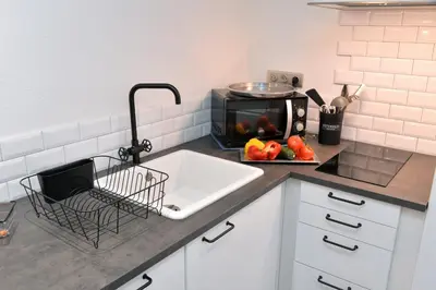 Cuisine ou kitchenette dans l'établissement La Petite Terrasse du Centre
