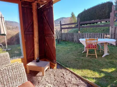 Vue générale sur la montagne ou vue sur la montagne depuis le chalet