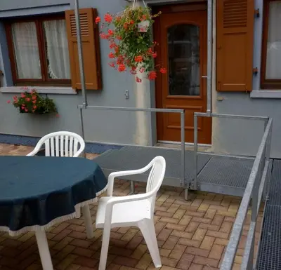 Balcon ou terrasse dans l'établissement Maison bleue Petermann