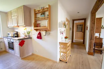 Cuisine ou kitchenette dans l'établissement Le Gîte du Moulin