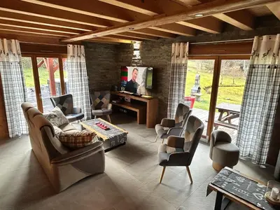Coin salon dans l'établissement Chalet in Ventron near La Bresse Ski Area
