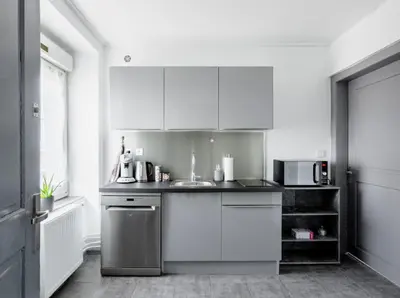 Cuisine ou kitchenette dans l'établissement Comfort Stay Basel Airport 2A46