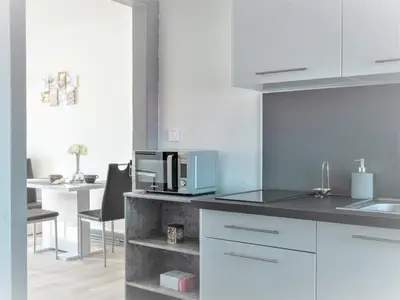 Cuisine ou kitchenette dans l'établissement Comfort Stay Basel Airport 2A46