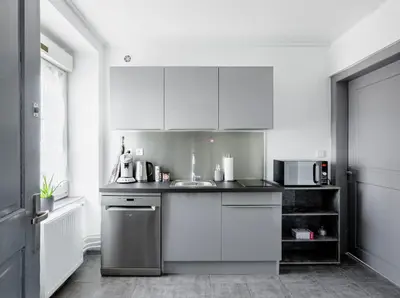 Cuisine ou kitchenette dans l'établissement Comfort Stay Basel Airport 1B46
