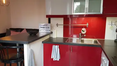 Cuisine ou kitchenette dans l'établissement Chez Damien