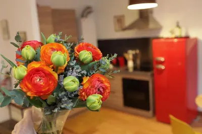 Cuisine ou kitchenette dans l'établissement Au buisson de roses