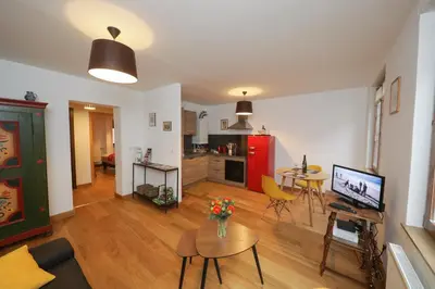 Cuisine ou kitchenette dans l'établissement Au buisson de roses