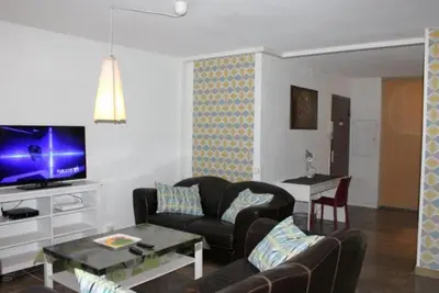 Télévision ou salle de divertissement dans l'établissement Spacieux 4 pièces centre de mulhouse