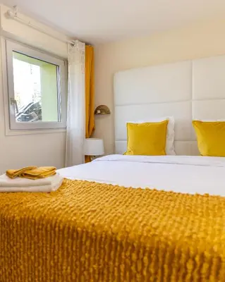 Un ou plusieurs lits dans un hébergement de l'établissement Les Lodges du Paradis by Leslodgespa