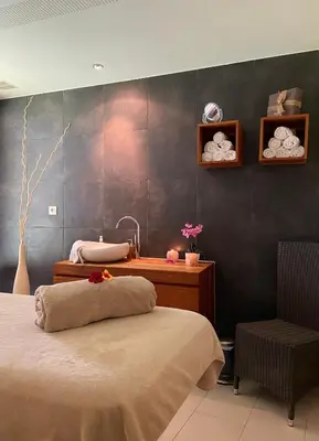 Un ou plusieurs lits dans un hébergement de l'établissement LE CLOS DES SOURCES Hôtel & Spa
