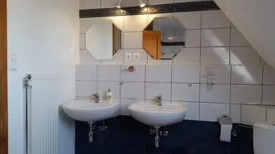 Salle de bains dans l'établissement Urlaub im Elsass