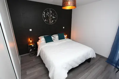 Un ou plusieurs lits dans un hébergement de l'établissement Le Riesling Colmar centre Charmant appartement avec terrasse et parking gratuit