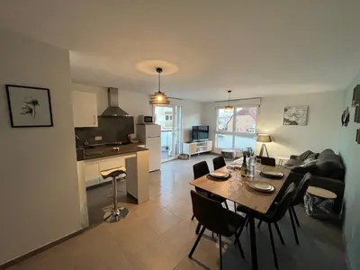 Cuisine ou kitchenette dans l'établissement Appartement Magnîolia proche centre Ville