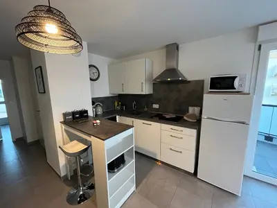 Cuisine ou kitchenette dans l'établissement Appartement Magnîolia proche centre Ville