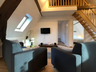 Coin salon dans l'établissement Le gite 6 - Le Château du Haut-Koenigsbourg