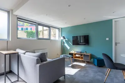 Télévision ou salle de divertissement dans l'établissement Le 21 -GregIMMO-Appart'Hôtel